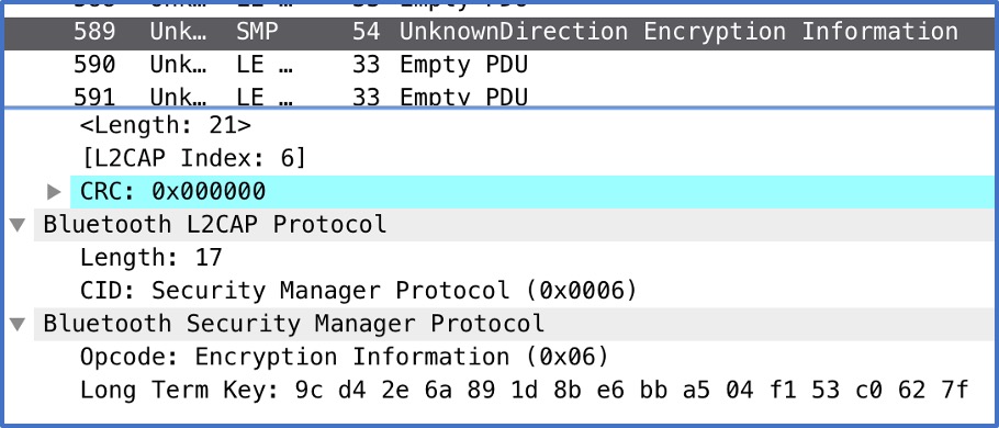 Decrypted Packet showing LTK" 